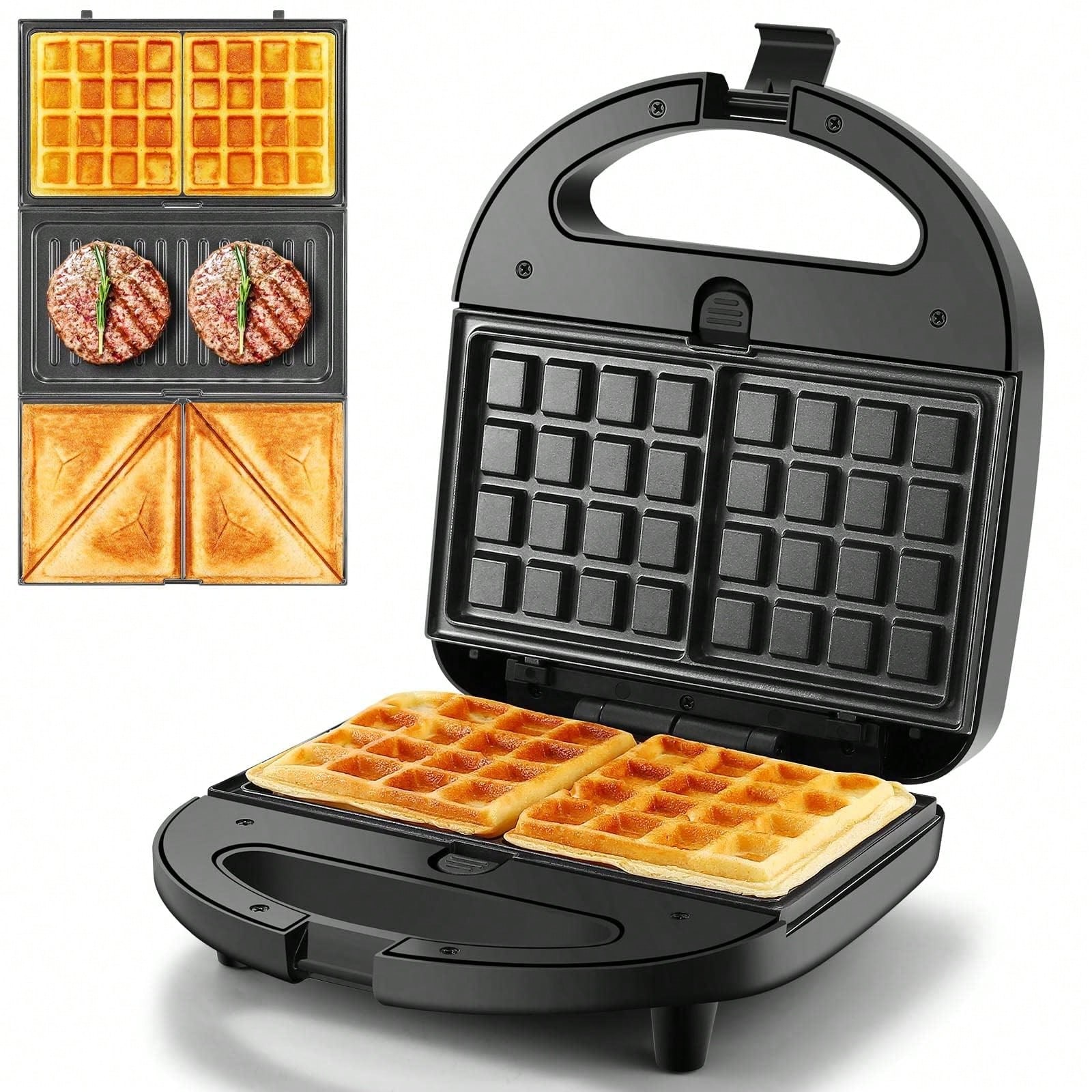 Sandwich Press Grill - Pembuat Sandwich Waffle 3-In-1 750W dengan