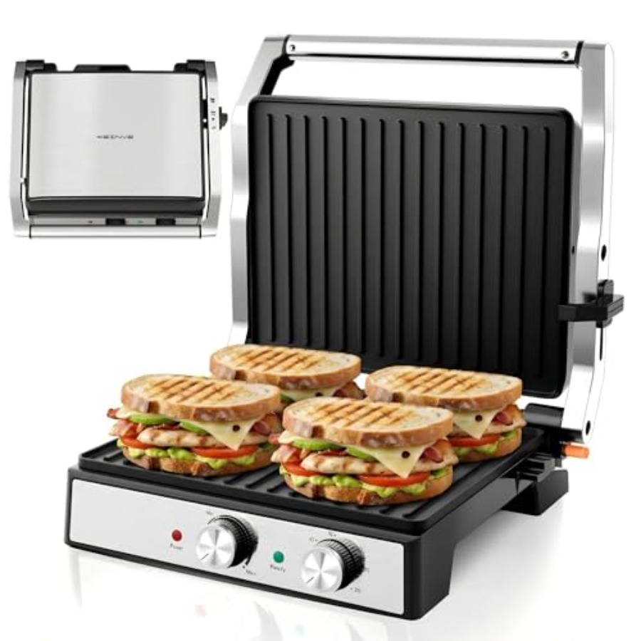 Sandwich Press Grill - Pembuat Sandwich Panini Press dengan Pengaturan
