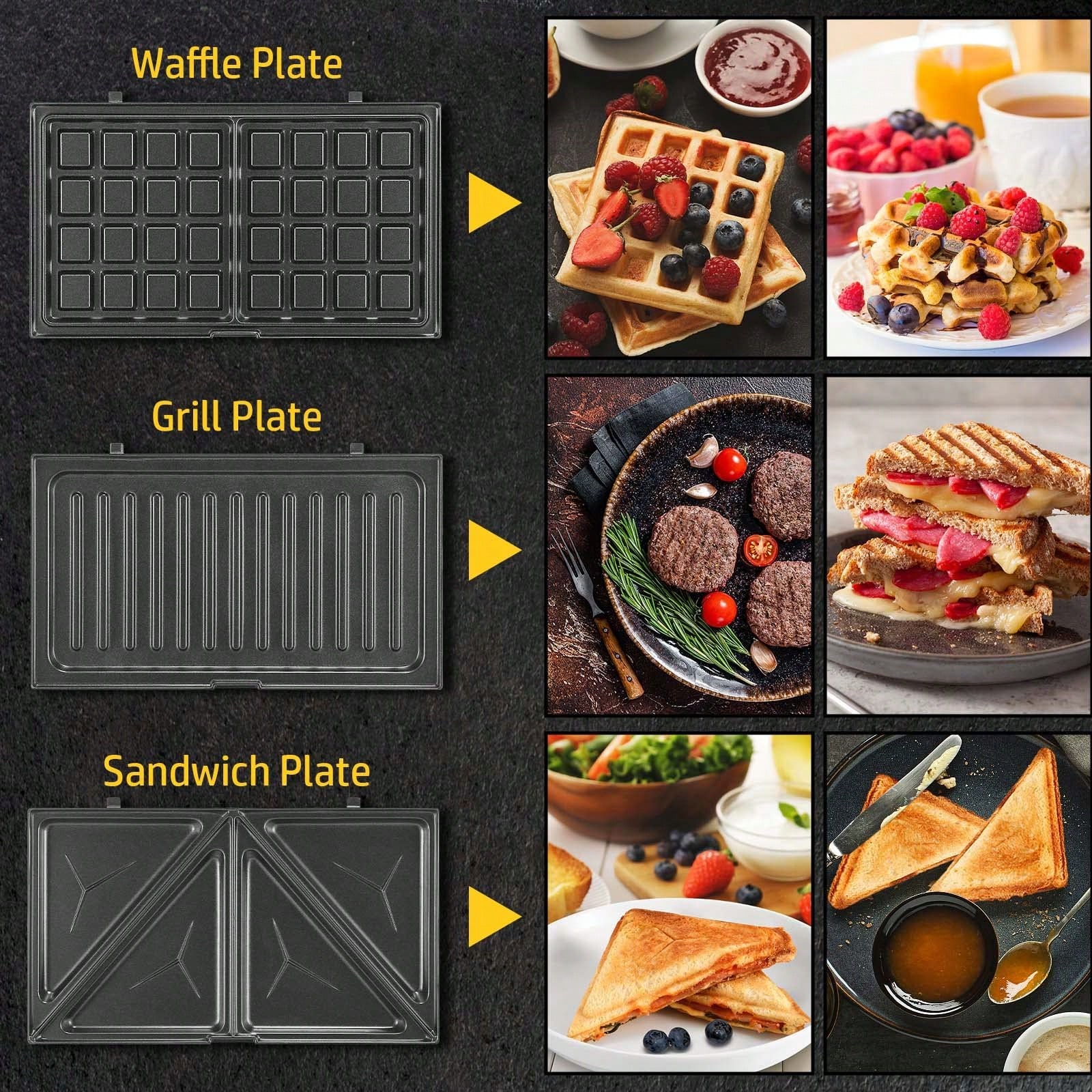 Pembuat Sandwich Waffle 3-In-1 - Sandwich Press Grill ulasan dan harga