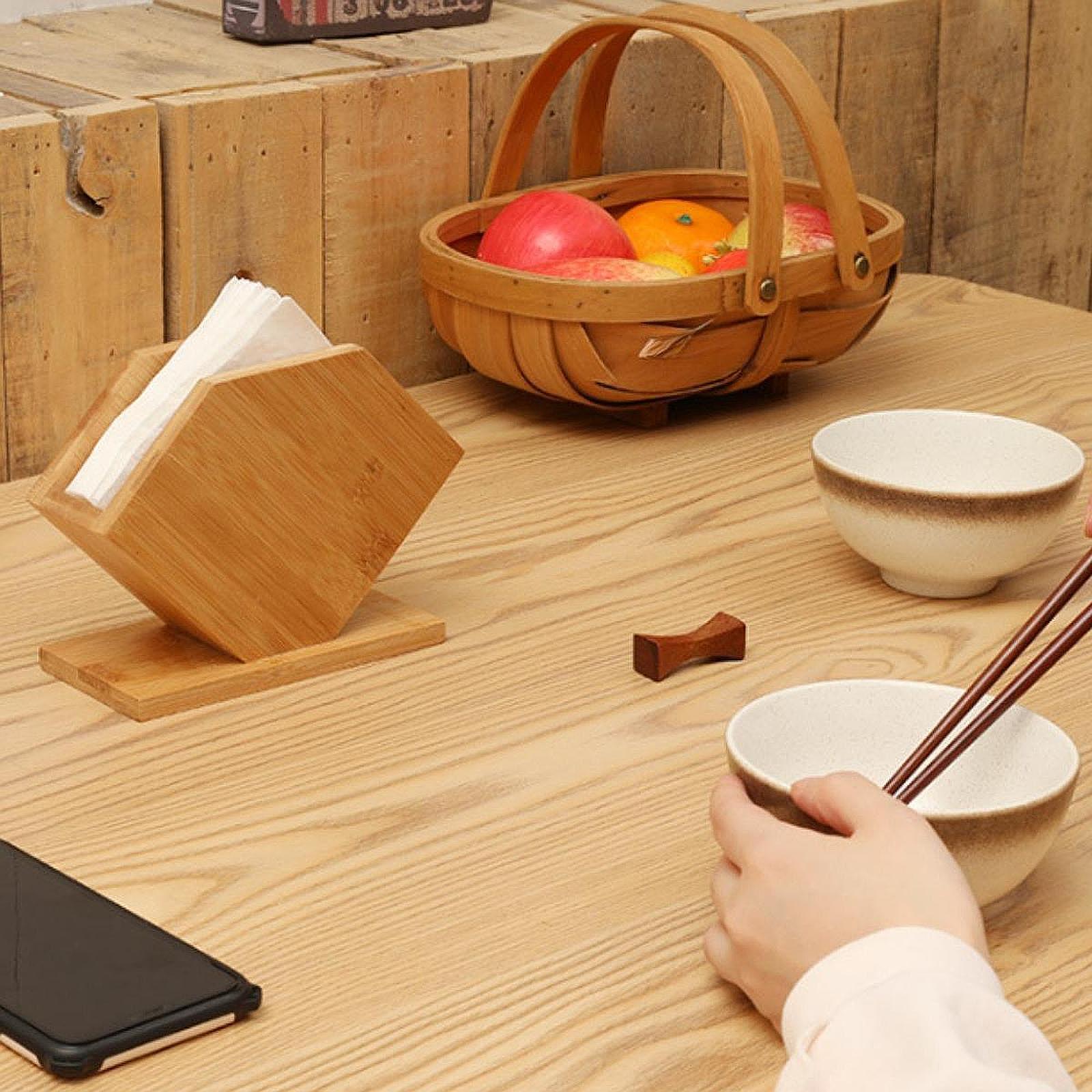 Kotak Tisu Bambu Bentuk Kubus  - Kitchen Appliances Table ulasan dan harga
