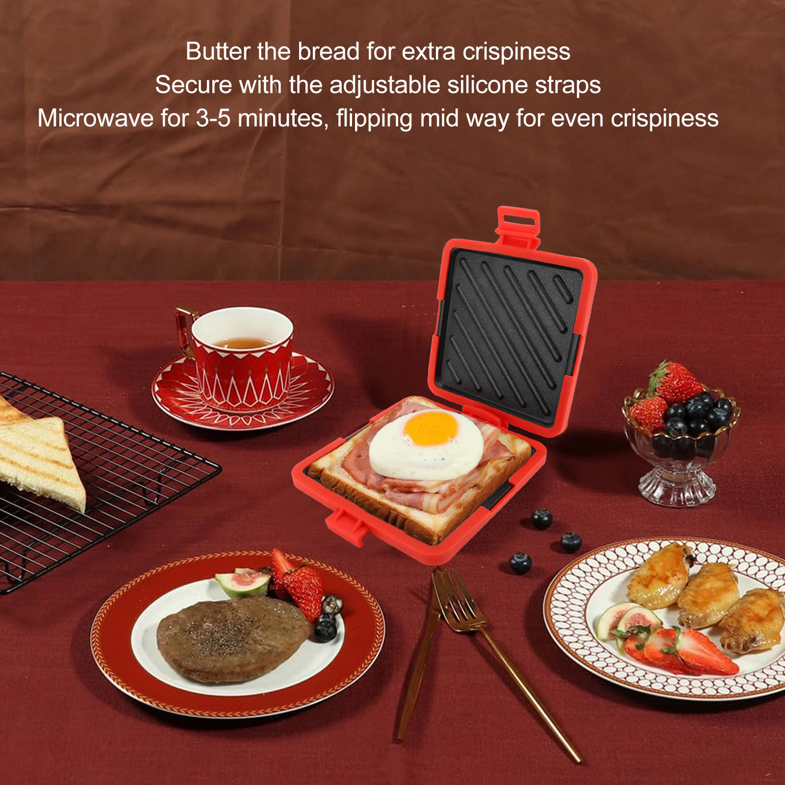 Pembuat Toastie Microwave Pemb - Sandwich Press Grill ulasan dan harga